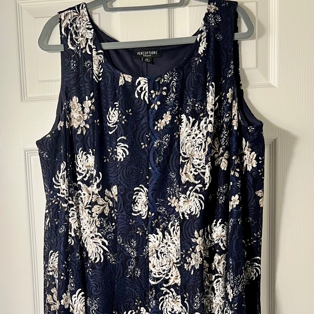 Perceptions Navy & White Floral Maxi Dress, NWOT